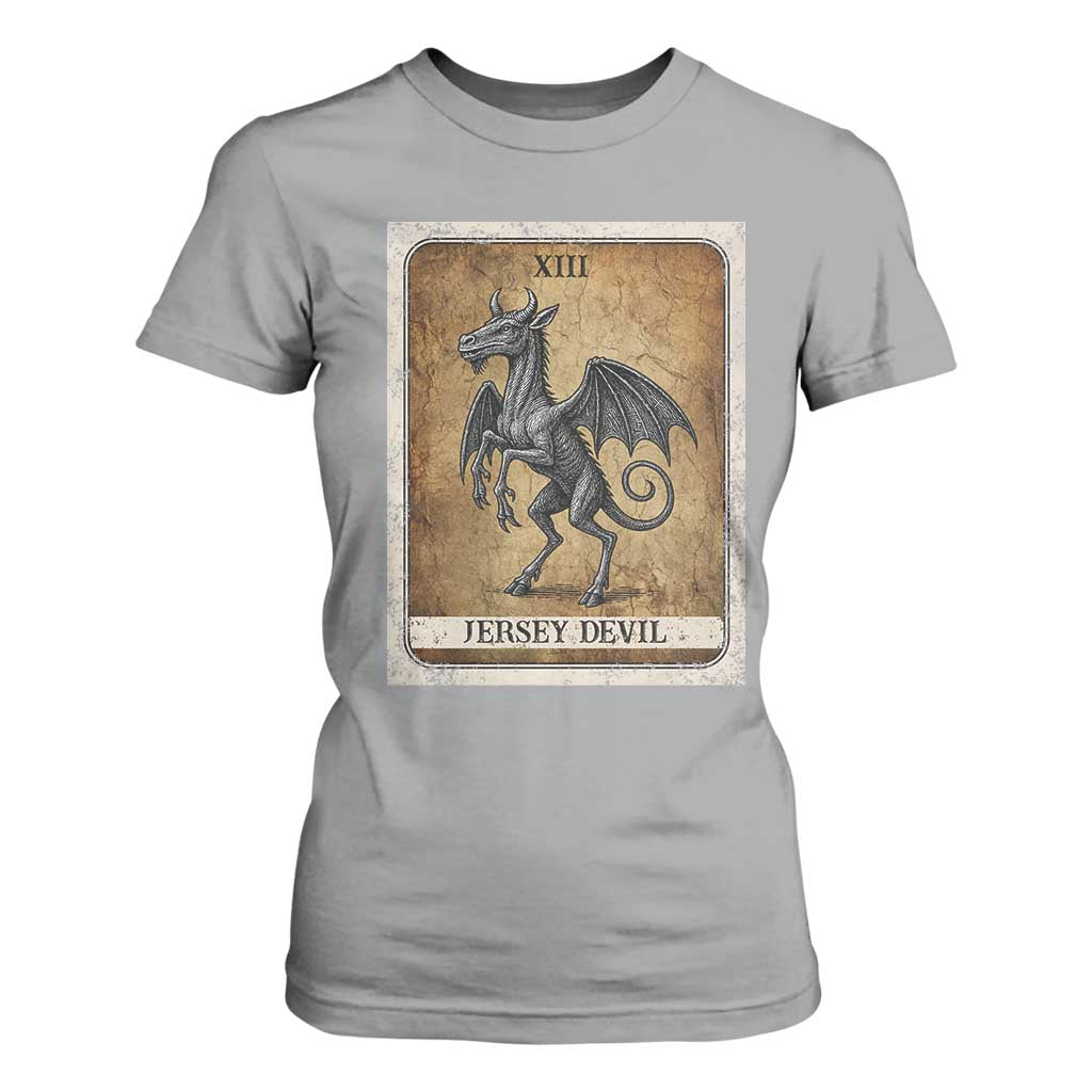 Jersey Devil T Shirt For Women Horror Tarot Card Urban Legends Gift TS12 Sport Gray Print Your Wear