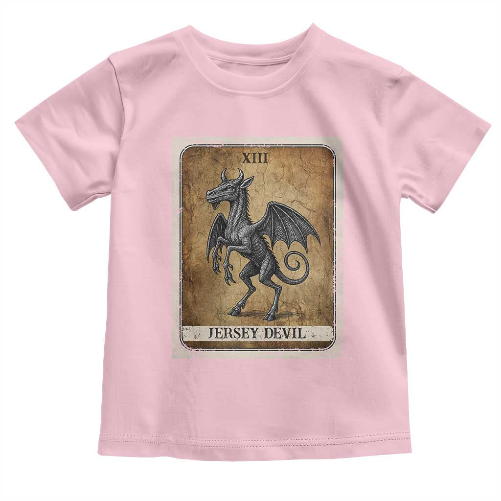 Jersey Devil Toddler T Shirt Horror Tarot Card Urban Legends Gift TS12 Light Pink Print Your Wear
