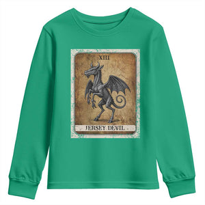 Jersey Devil Youth Sweatshirt Horror Tarot Card Urban Legends Gift TS12 Irish Green Print Your Wear