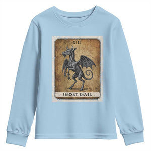 Jersey Devil Youth Sweatshirt Horror Tarot Card Urban Legends Gift TS12 Light Blue Print Your Wear