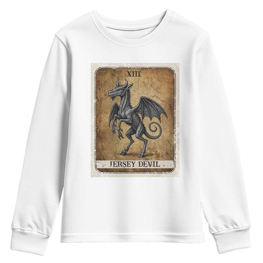 Jersey Devil Youth Sweatshirt Horror Tarot Card Urban Legends Gift TS12 White Print Your Wear