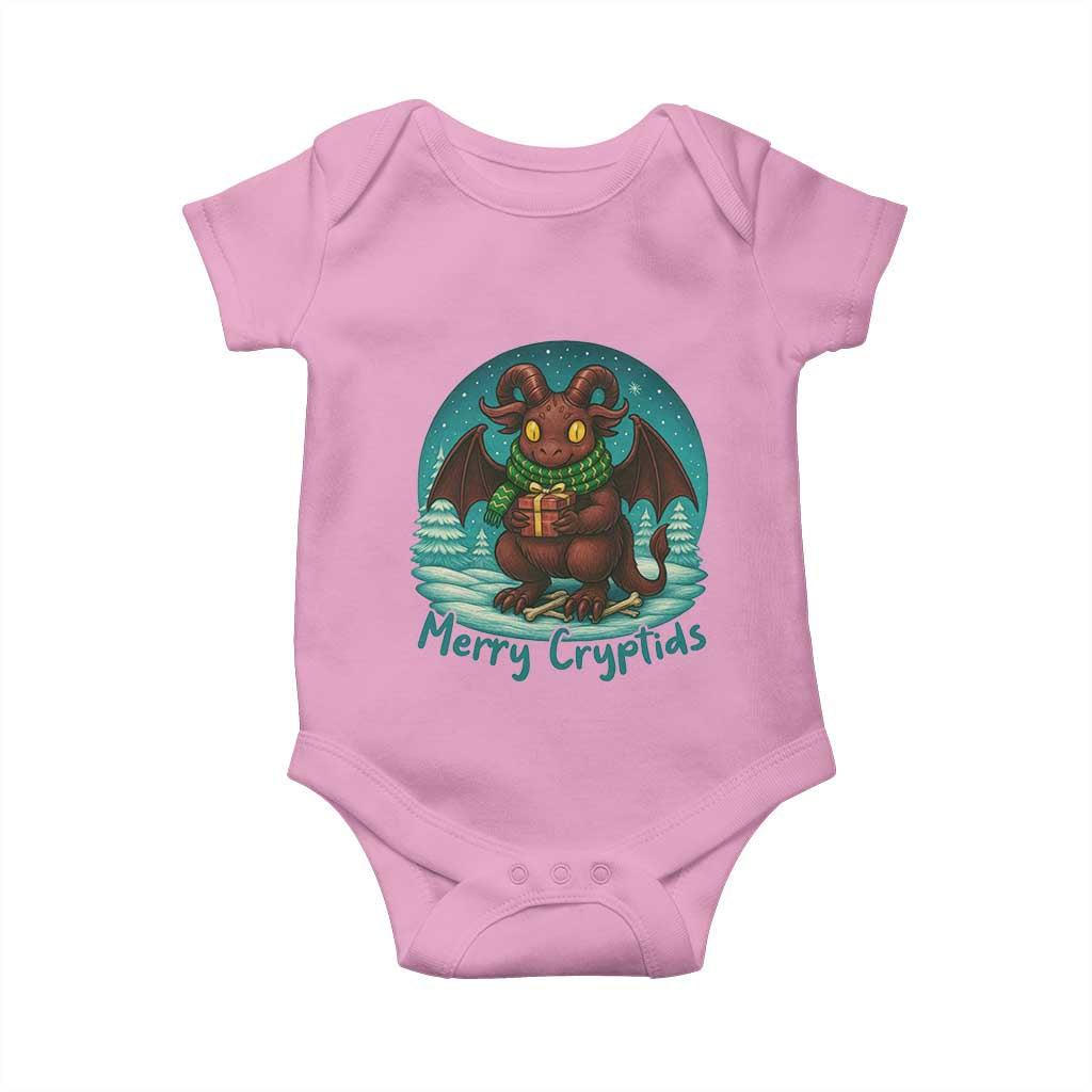 Jersey Devil Baby Onesie Merry Cryptidmas Funny Christmas Gift TS12 Light Pink Print Your Wear