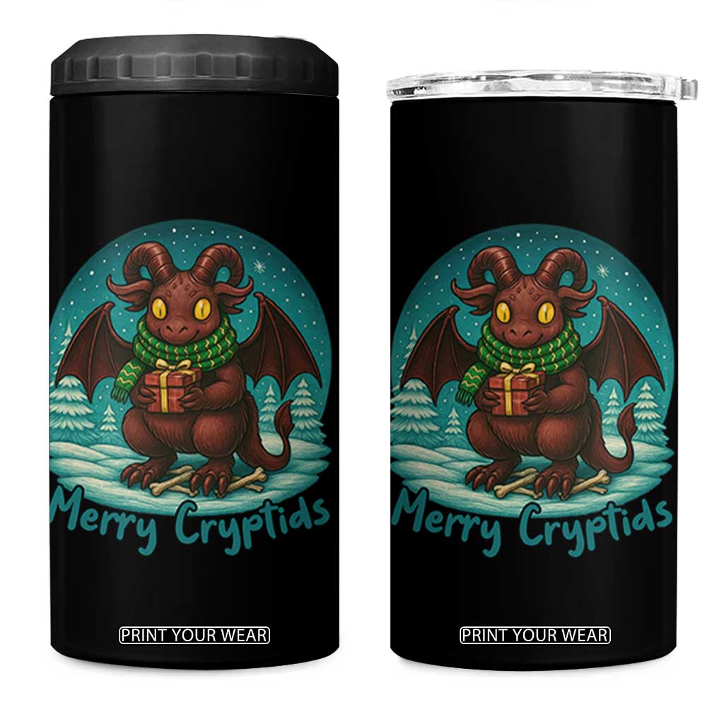 Jersey Devil 4 in 1 Can Cooler Tumbler Merry Cryptidmas Funny Christmas Gift TS12 One Size: 16 oz Black Print Your Wear