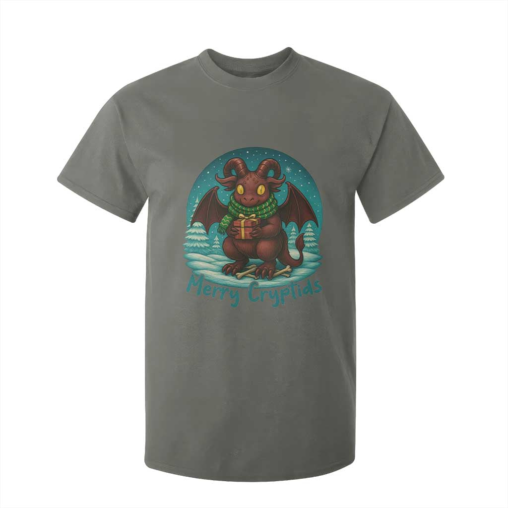 Jersey Devil T Shirt For Kid Merry Cryptidmas Funny Christmas Gift TS12 Military Green Print Your Wear