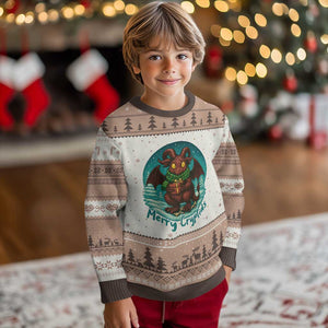 Jersey Devil Ugly Christmas Sweater Merry Cryptidmas Funny Christmas Gift TS12 Mocha Mousse Print Your Wear
