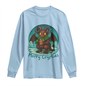 Jersey Devil Long Sleeve Shirt Merry Cryptidmas Funny Christmas Gift TS12 Light Blue Print Your Wear