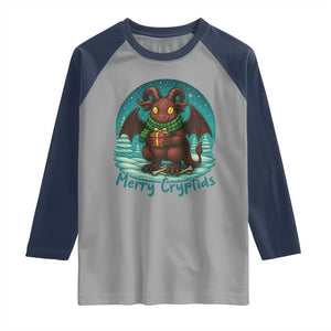 Jersey Devil Raglan Shirt Merry Cryptidmas Funny Christmas Gift TS12 Sport Gray Navy Print Your Wear