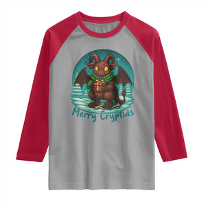 Jersey Devil Raglan Shirt Merry Cryptidmas Funny Christmas Gift TS12 Sport Gray Red Print Your Wear