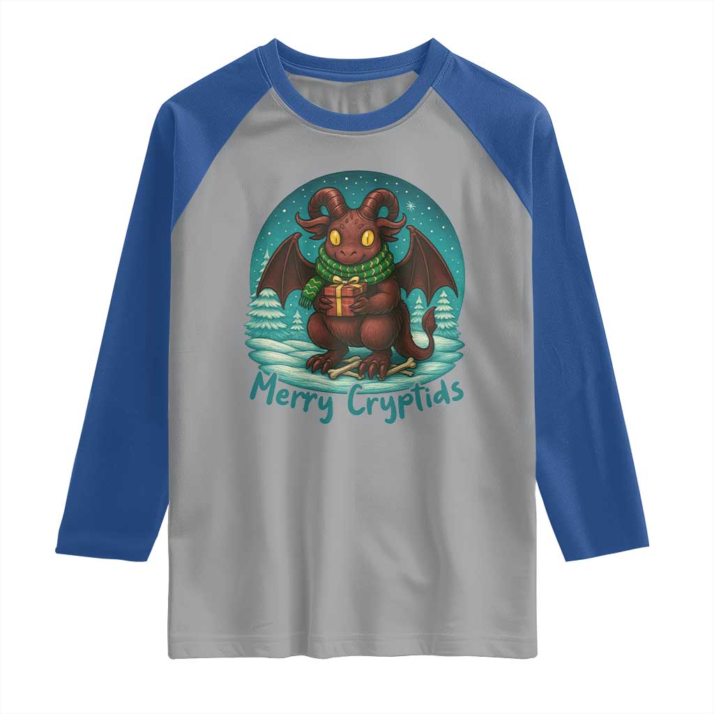 Jersey Devil Raglan Shirt Merry Cryptidmas Funny Christmas Gift TS12 Sport Gray Royal Print Your Wear
