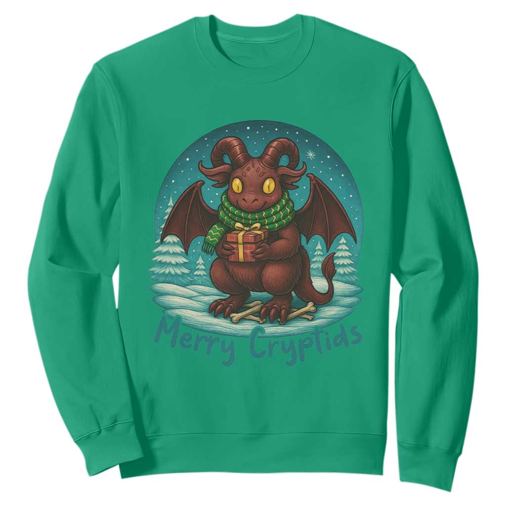 Jersey Devil Sweatshirt Merry Cryptidmas Funny Christmas Gift TS12 Irish Green Print Your Wear
