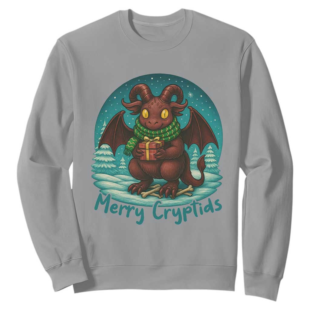 Jersey Devil Sweatshirt Merry Cryptidmas Funny Christmas Gift TS12 Sport Gray Print Your Wear