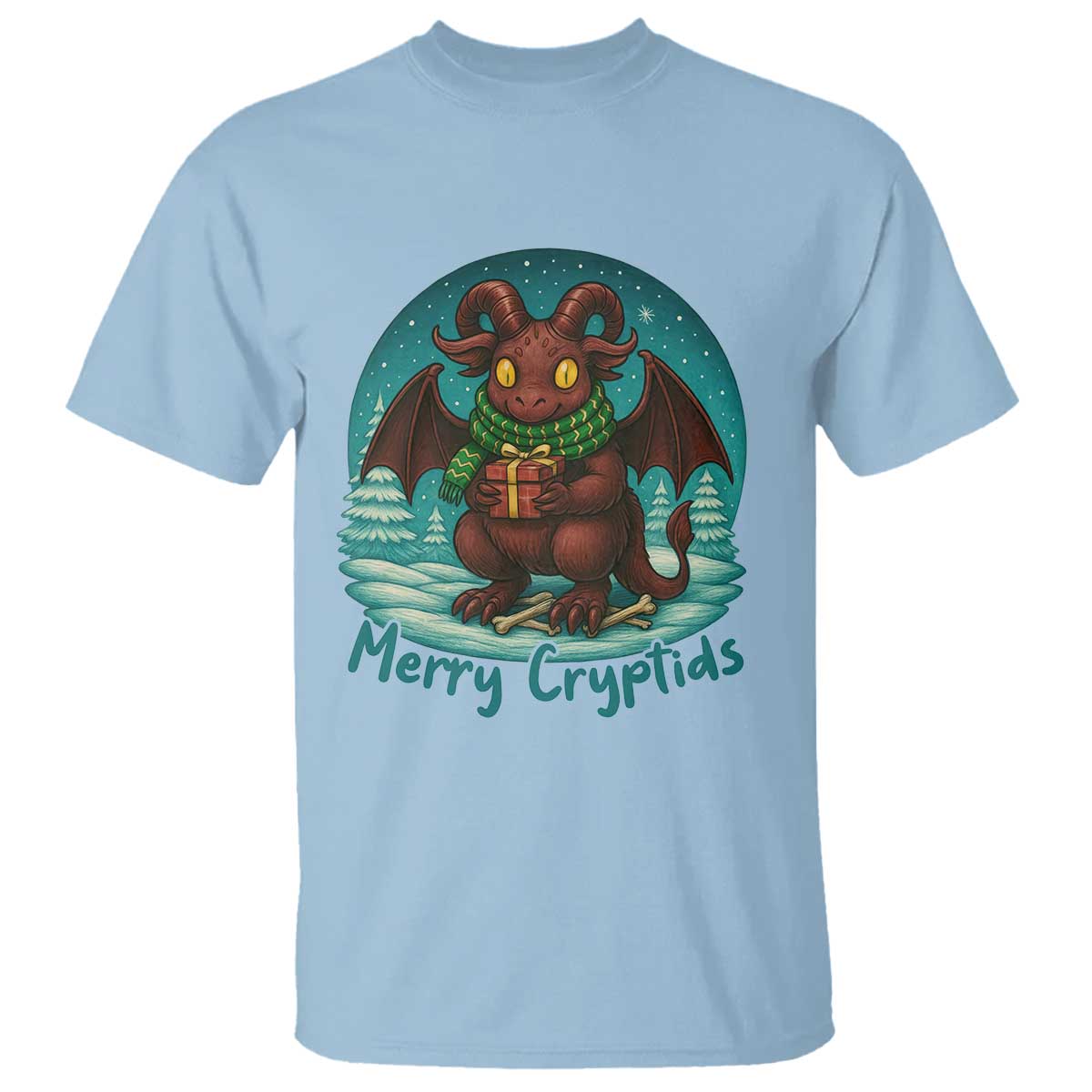 Jersey Devil T Shirt Merry Cryptidmas Funny Christmas Gift TS12 Light Blue Print Your Wear