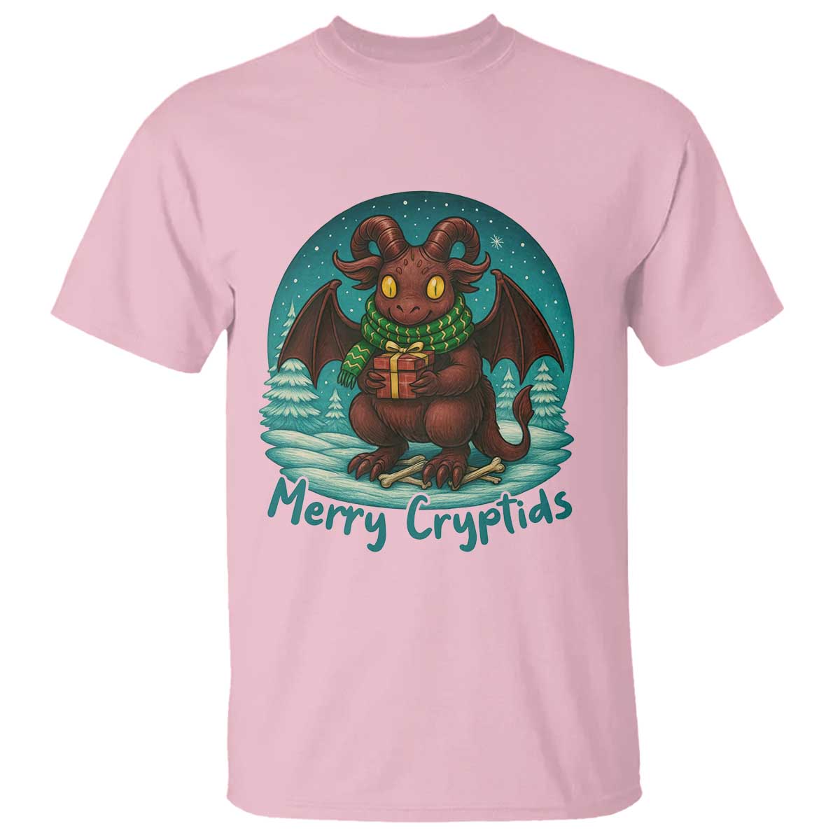 Jersey Devil T Shirt Merry Cryptidmas Funny Christmas Gift TS12 Light Pink Print Your Wear