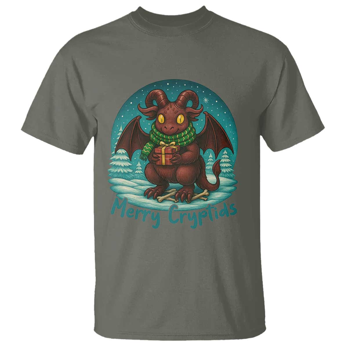 Jersey Devil T Shirt Merry Cryptidmas Funny Christmas Gift TS12 Military Green Print Your Wear