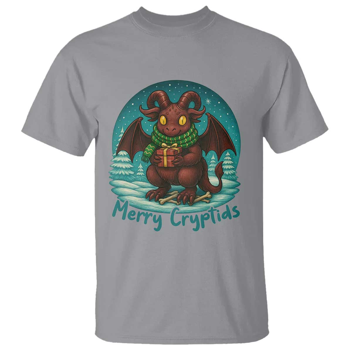 Jersey Devil T Shirt Merry Cryptidmas Funny Christmas Gift TS12 Sport Gray Print Your Wear