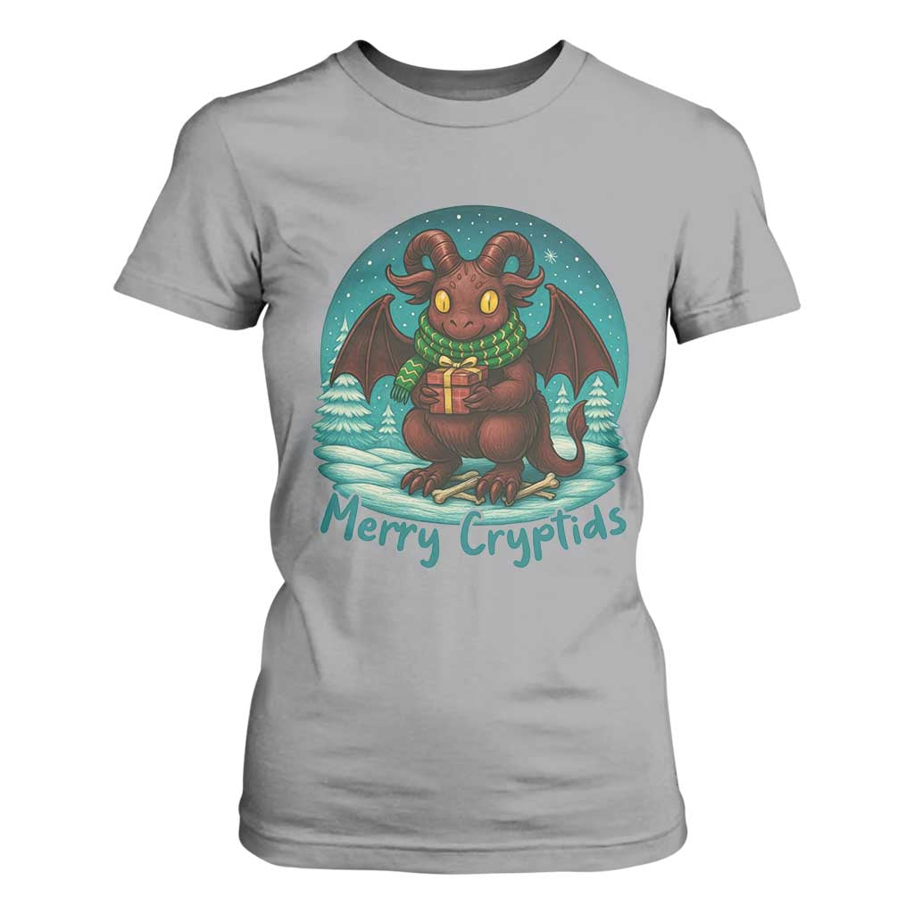 Jersey Devil T Shirt For Women Merry Cryptidmas Funny Christmas Gift TS12 Sport Gray Print Your Wear