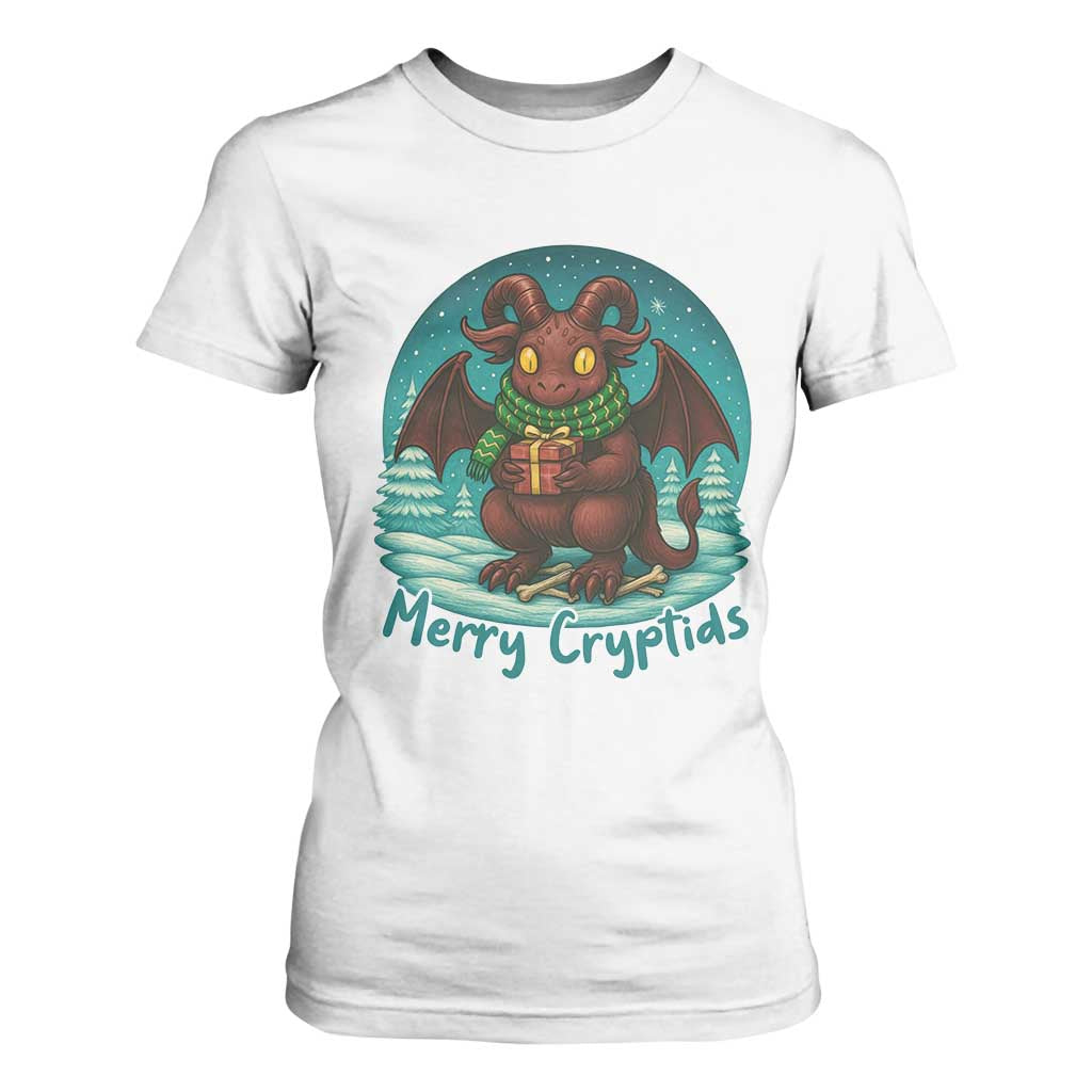 Jersey Devil T Shirt For Women Merry Cryptidmas Funny Christmas Gift TS12 White Print Your Wear