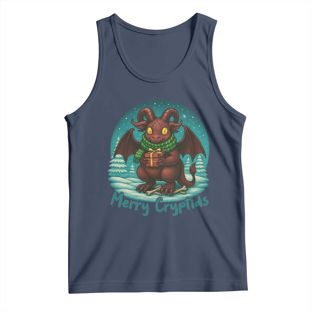 Jersey Devil Tank Top Merry Cryptidmas Funny Christmas Gift TS12 Navy Print Your Wear