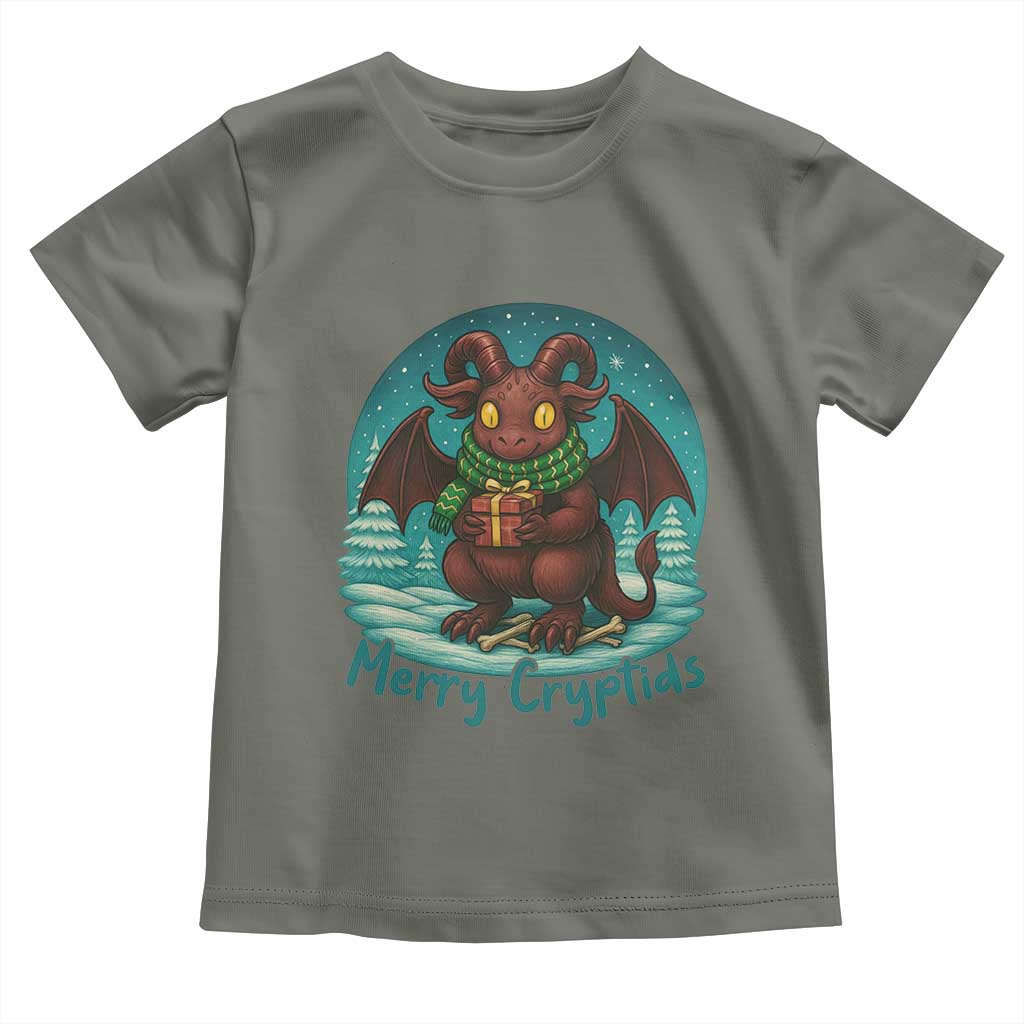 Jersey Devil Toddler T Shirt Merry Cryptidmas Funny Christmas Gift TS12 Military Green Print Your Wear