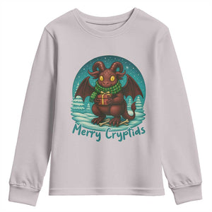 Jersey Devil Youth Sweatshirt Merry Cryptidmas Funny Christmas Gift TS12 Ice Gray Print Your Wear