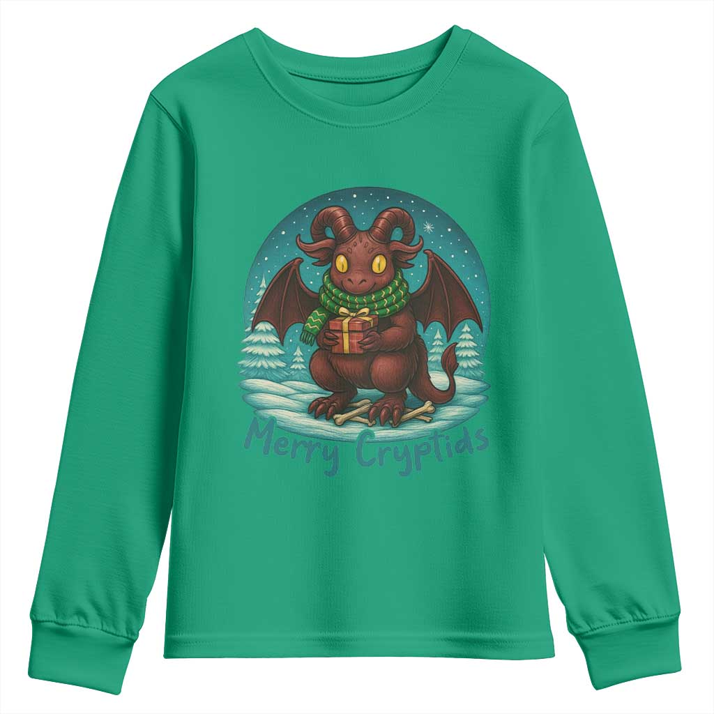 Jersey Devil Youth Sweatshirt Merry Cryptidmas Funny Christmas Gift TS12 Irish Green Print Your Wear
