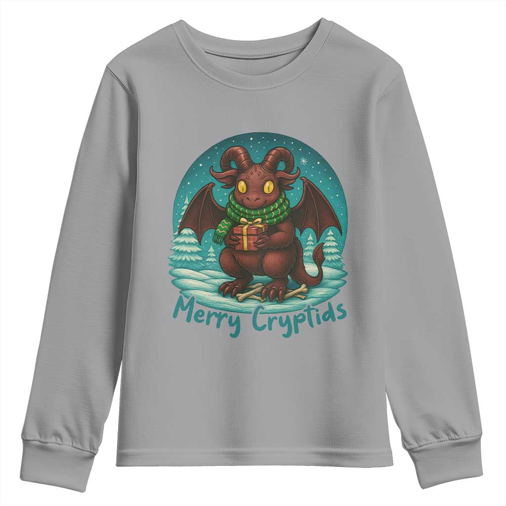 Jersey Devil Youth Sweatshirt Merry Cryptidmas Funny Christmas Gift TS12 Sport Gray Print Your Wear