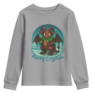 Jersey Devil Youth Sweatshirt Merry Cryptidmas Funny Christmas Gift TS12 Sport Gray Print Your Wear