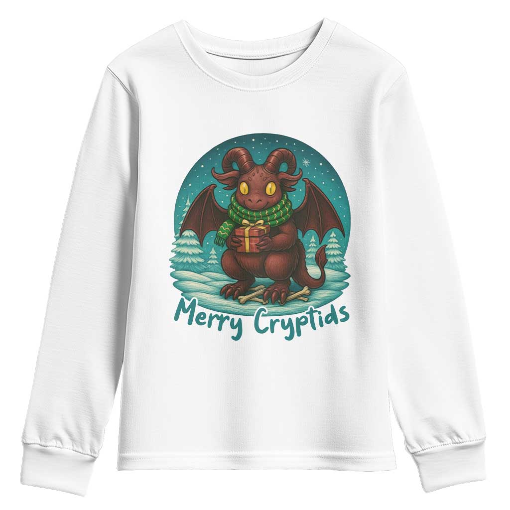 Jersey Devil Youth Sweatshirt Merry Cryptidmas Funny Christmas Gift TS12 White Print Your Wear