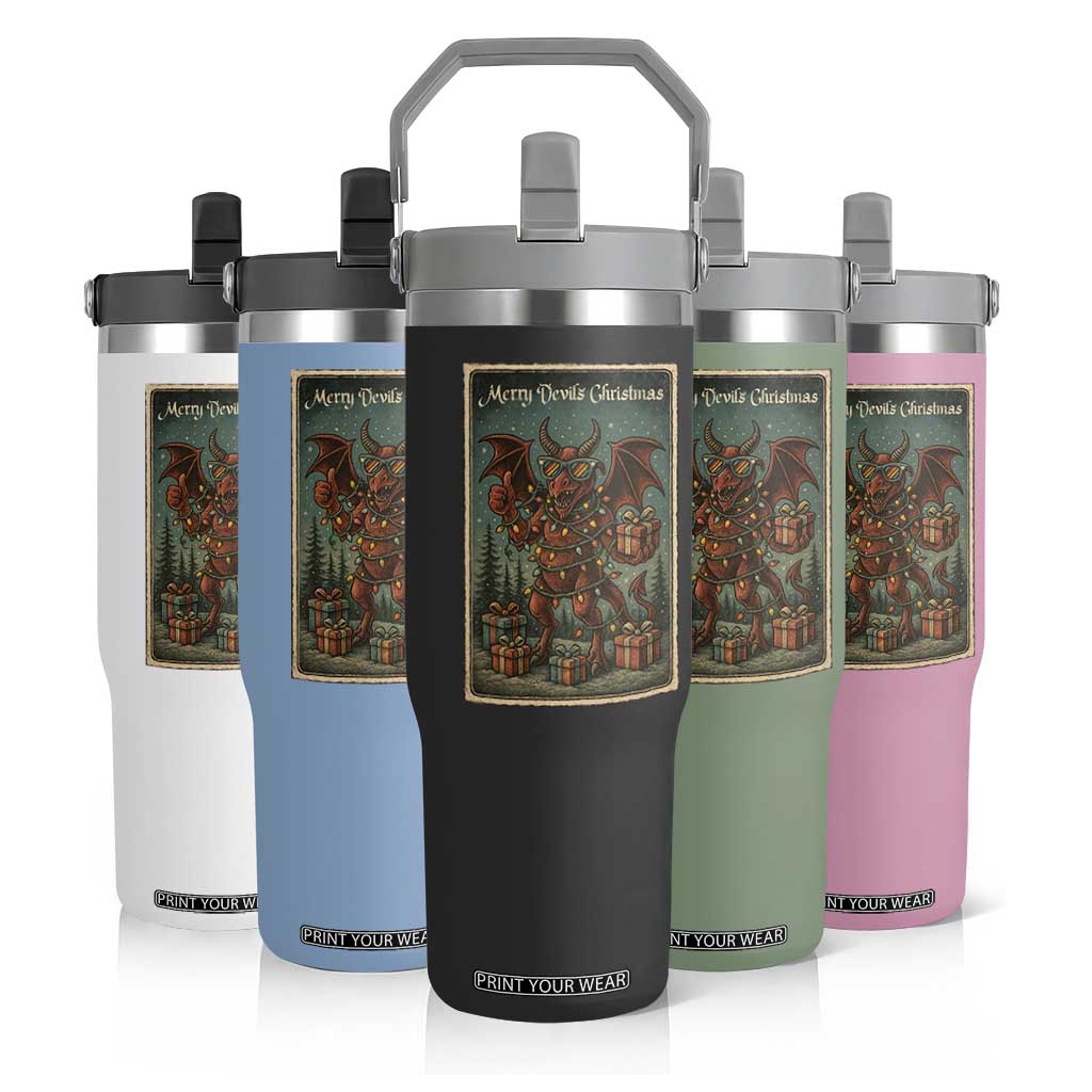 Jersey Devil Merry Devils Christmas Gift Flip Straw Tumbler TS12 Print Your Wear