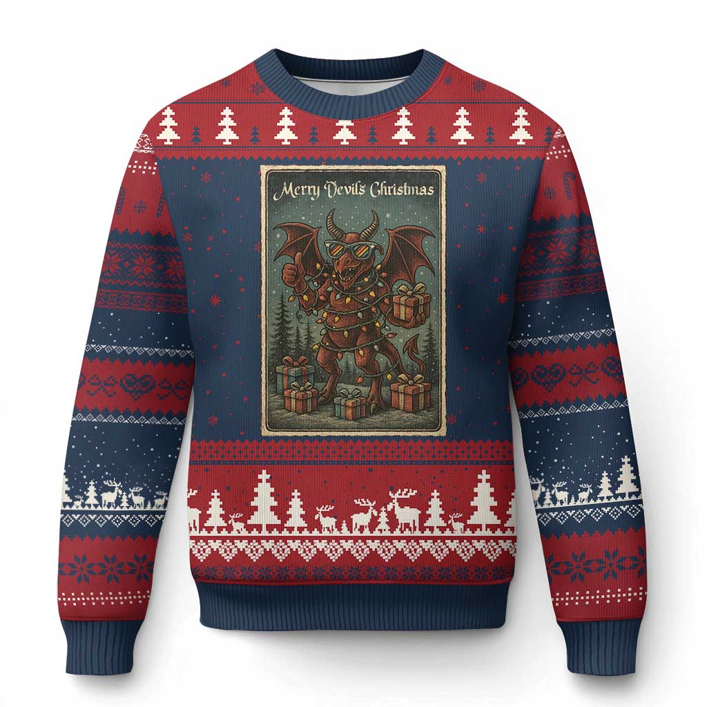 Jersey Devil Merry Devils Christmas Gift Ugly Christmas Sweater TS12 Navy Red Print Your Wear