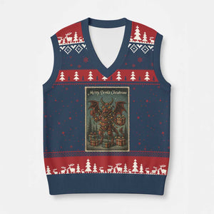 Jersey Devil Merry Devils Xmas Gift V-Neck Knit Sweater Vest TS12 Navy Red Print Your Wear