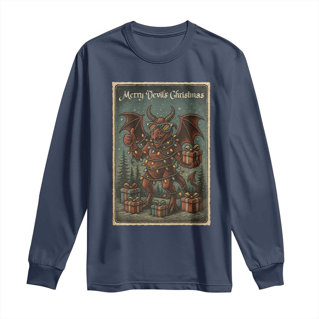 Jersey Devil Merry Devils Christmas Gift Long Sleeve Shirt TS12 Navy Print Your Wear
