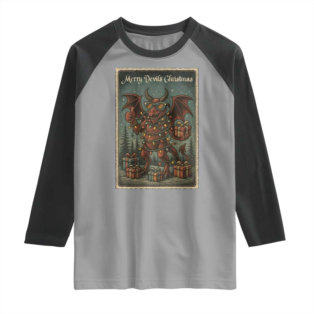Jersey Devil Merry Devils Christmas Gift Raglan Shirt TS12 Sport Gray Black Print Your Wear