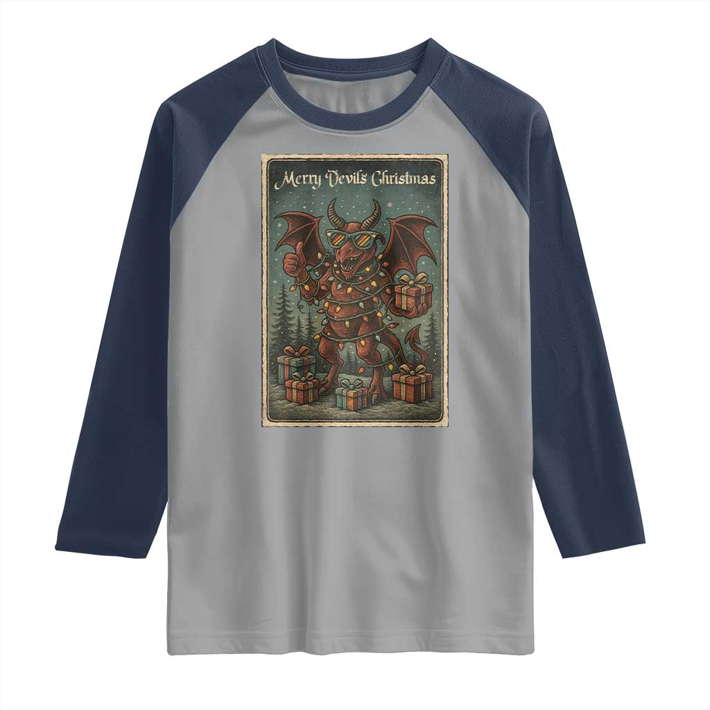 Jersey Devil Merry Devils Christmas Gift Raglan Shirt TS12 Sport Gray Navy Print Your Wear