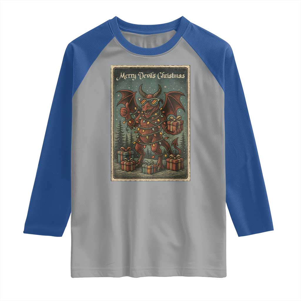 Jersey Devil Merry Devils Christmas Gift Raglan Shirt TS12 Sport Gray Royal Print Your Wear