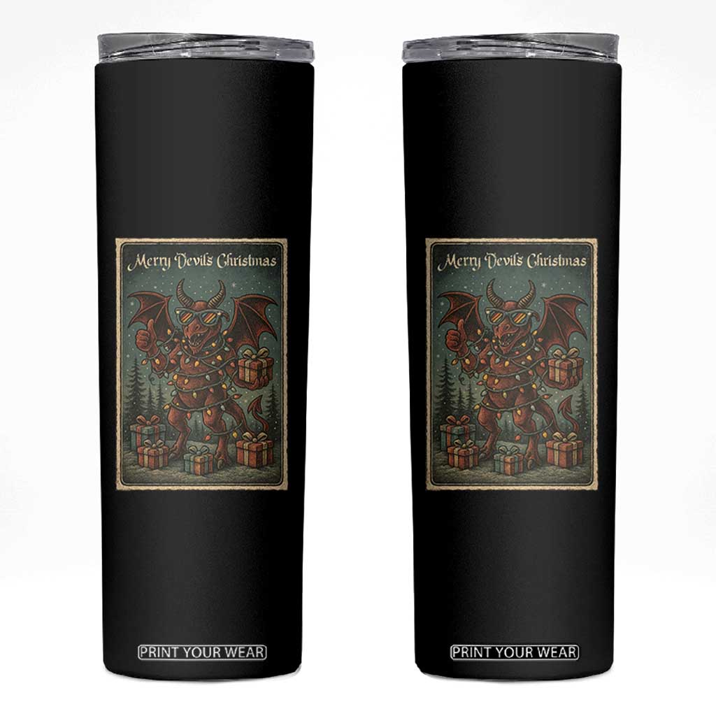 Jersey Devil Merry Devils Christmas Gift Skinny Tumbler TS12 Black Print Your Wear