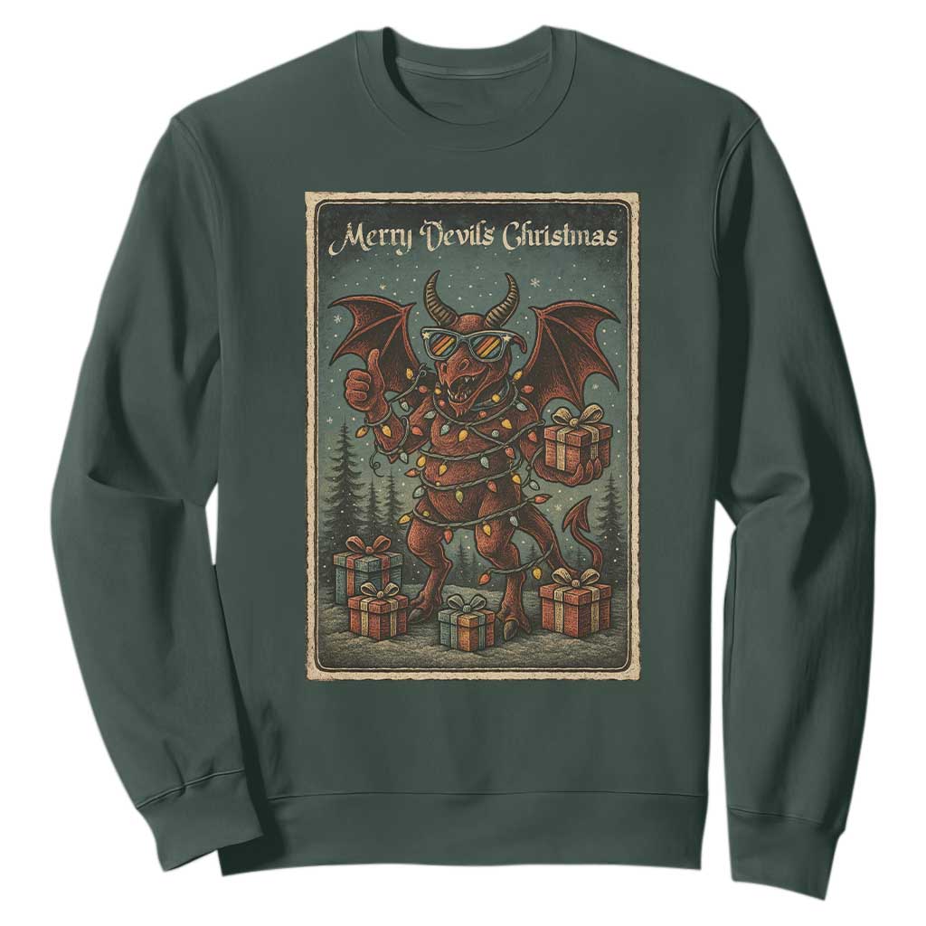 Jersey Devil Merry Devils Christmas Gift Sweatshirt TS12 Dark Forest Green Print Your Wear