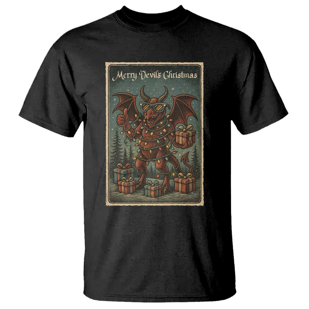 Jersey Devil Merry Devils Christmas Gift T Shirt TS12 Black Print Your Wear