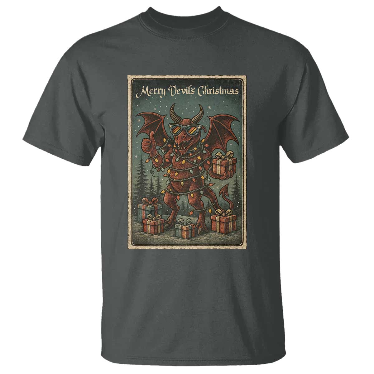 Jersey Devil Merry Devils Christmas Gift T Shirt TS12 Dark Heather Print Your Wear