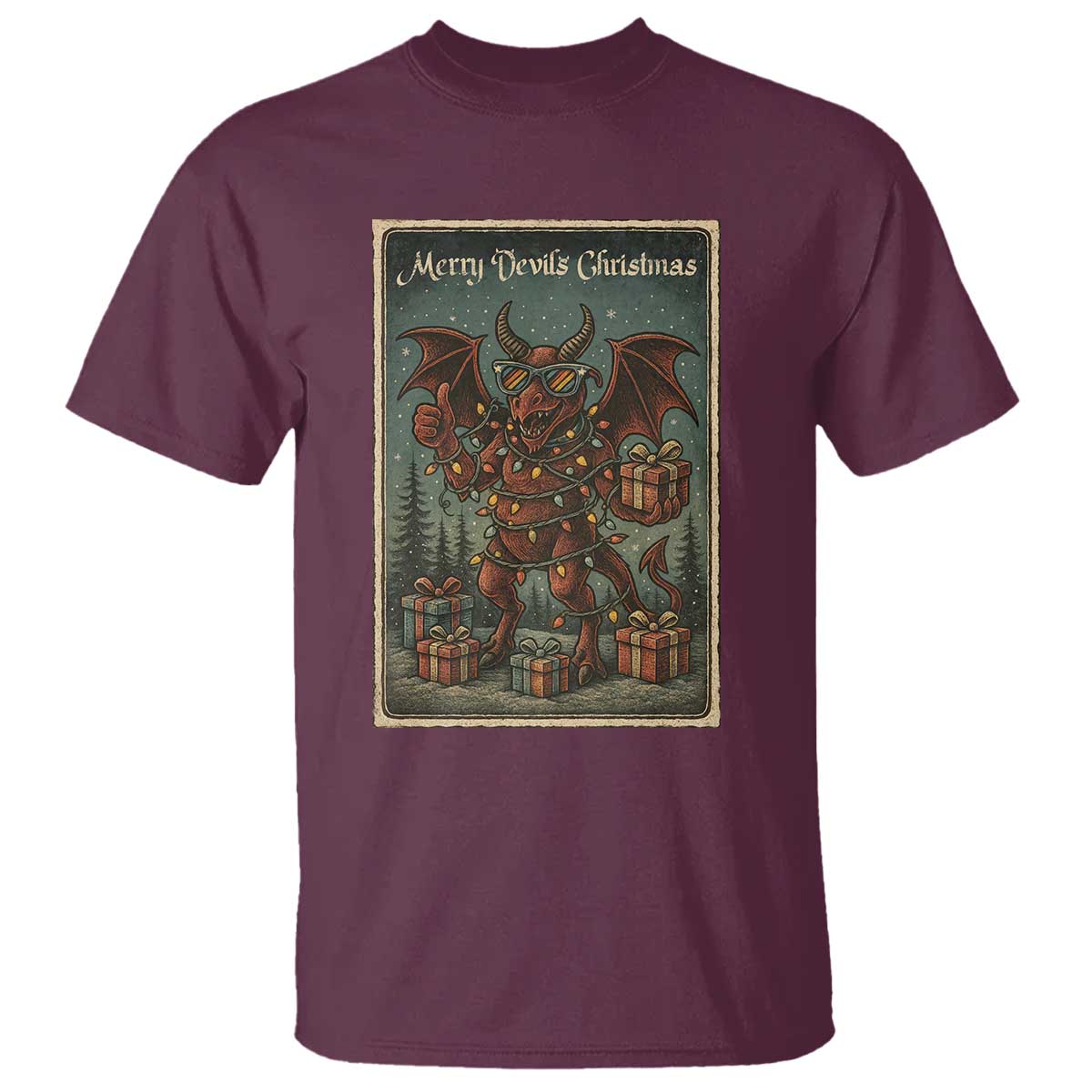 Jersey Devil Merry Devils Christmas Gift T Shirt TS12 Maroon Print Your Wear