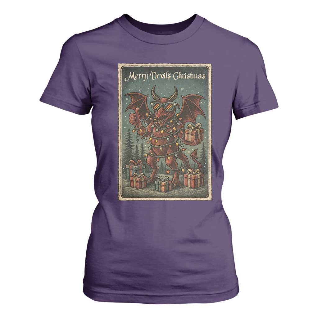 Jersey Devil Merry Devils Christmas Gift T Shirt For Women TS12 Purple Print Your Wear