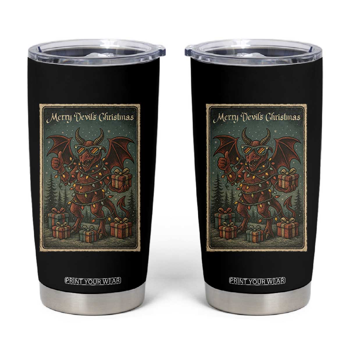 Jersey Devil Merry Devils Christmas Gift Tumbler Cup TS12 Black Print Your Wear