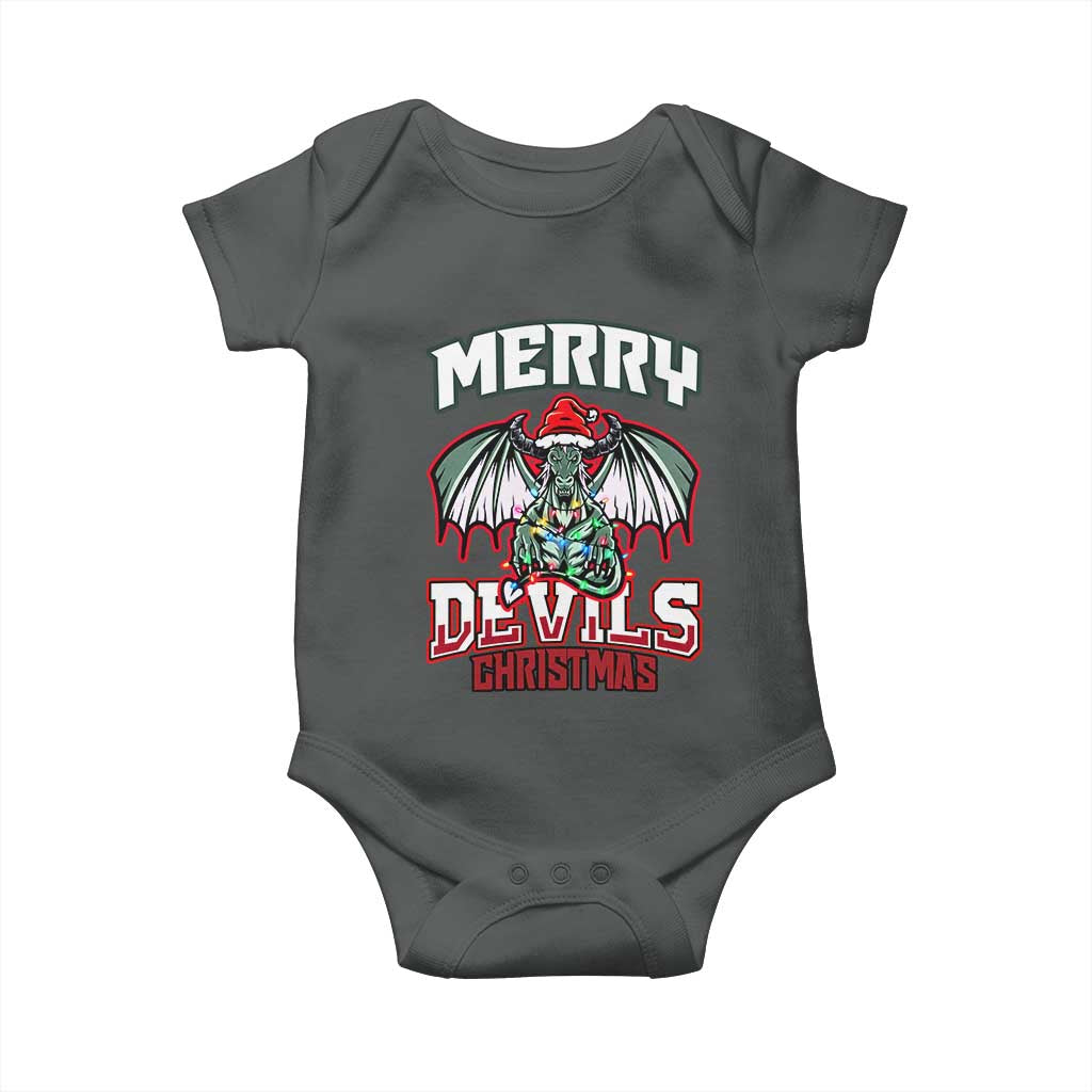 Jersey Devil Baby Onesie Merry Devils Christmas Cryptid Gift TS12 Dark Heather Print Your Wear