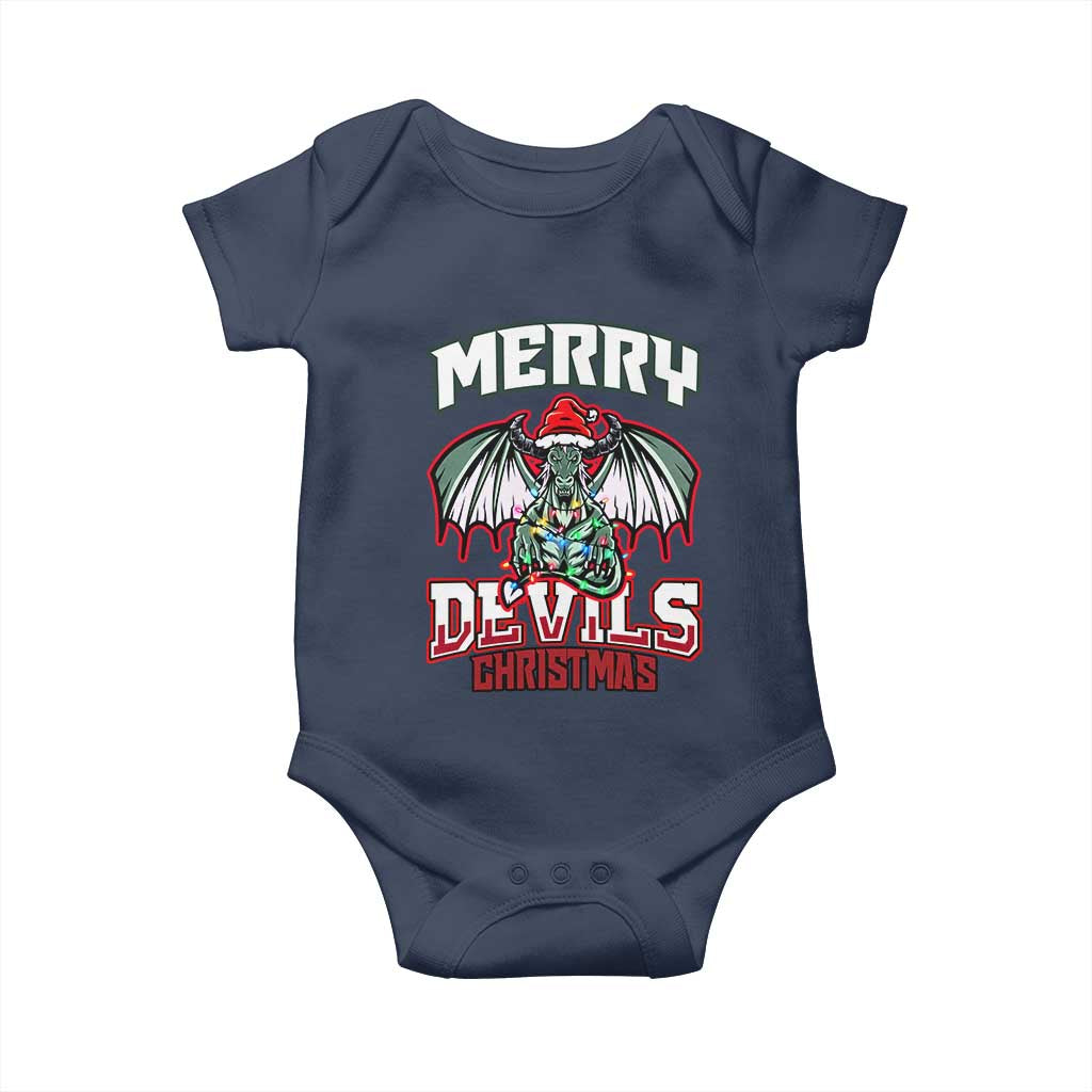 Jersey Devil Baby Onesie Merry Devils Christmas Cryptid Gift TS12 Navy Print Your Wear