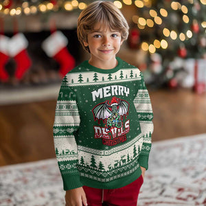 Jersey Devil Ugly Christmas Sweater Merry Devils Christmas Cryptid Gift TS12 Forest Green Beige Print Your Wear