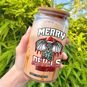 Jersey Devil Glass Can Merry Devils Christmas Cryptid Gift TS12 Black Print Your Wear