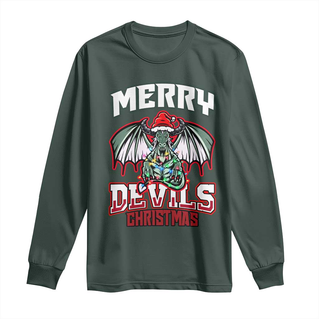 Jersey Devil Long Sleeve Shirt Merry Devils Christmas Cryptid Gift TS12 Dark Forest Green Print Your Wear
