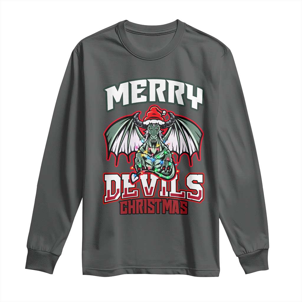 Jersey Devil Long Sleeve Shirt Merry Devils Christmas Cryptid Gift TS12 Dark Heather Print Your Wear