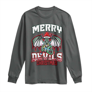 Jersey Devil Long Sleeve Shirt Merry Devils Christmas Cryptid Gift TS12 Dark Heather Print Your Wear