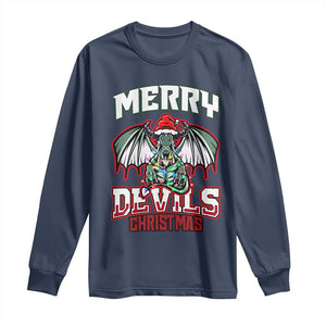Jersey Devil Long Sleeve Shirt Merry Devils Christmas Cryptid Gift TS12 Navy Print Your Wear